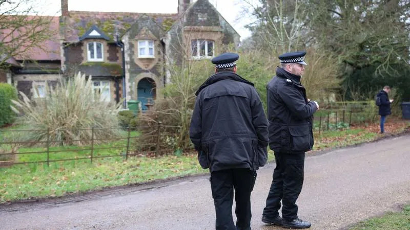 Police officers arrive at Sandringham amid Andrew Mountbatten-Windsor’s arrest in 2026. By: MEGA
