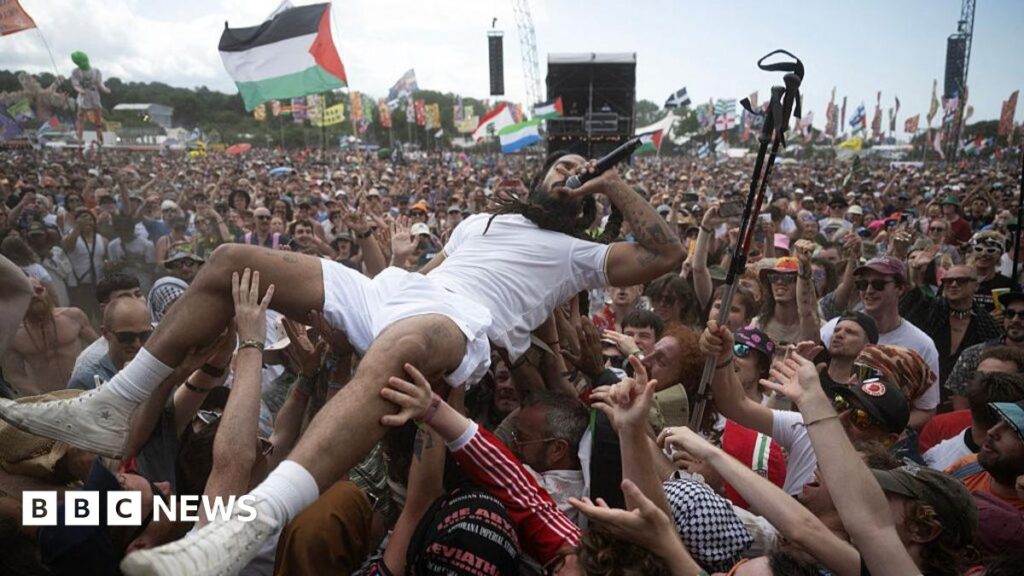 Shindig Festival to go ahead after ‘censorship’ row over Bob Vylan headlining Bobby Vylan of British duo Bob Vylan crowd surfing as he performs at Glastonbury Festival.