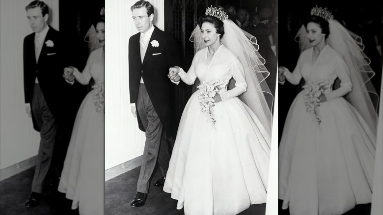Princess Margaret and Anthony Armstrong-Jones leaving together after their wedding at Westminster Abbey.