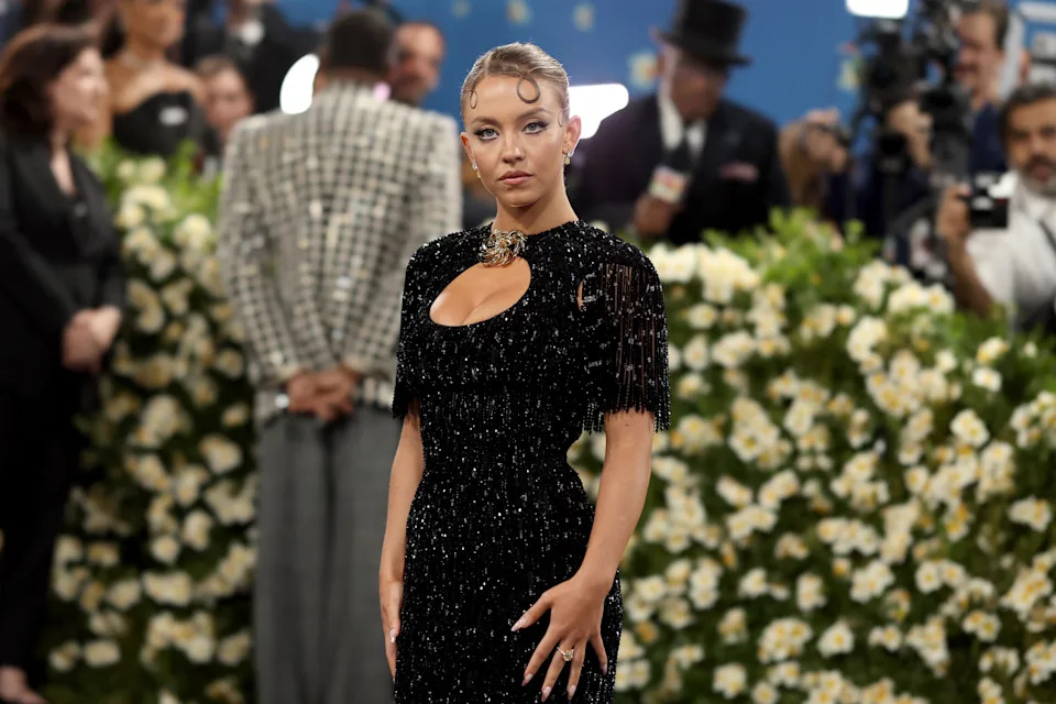 Sydney Sweeney on the red carpet at the 2025 Met Gala.