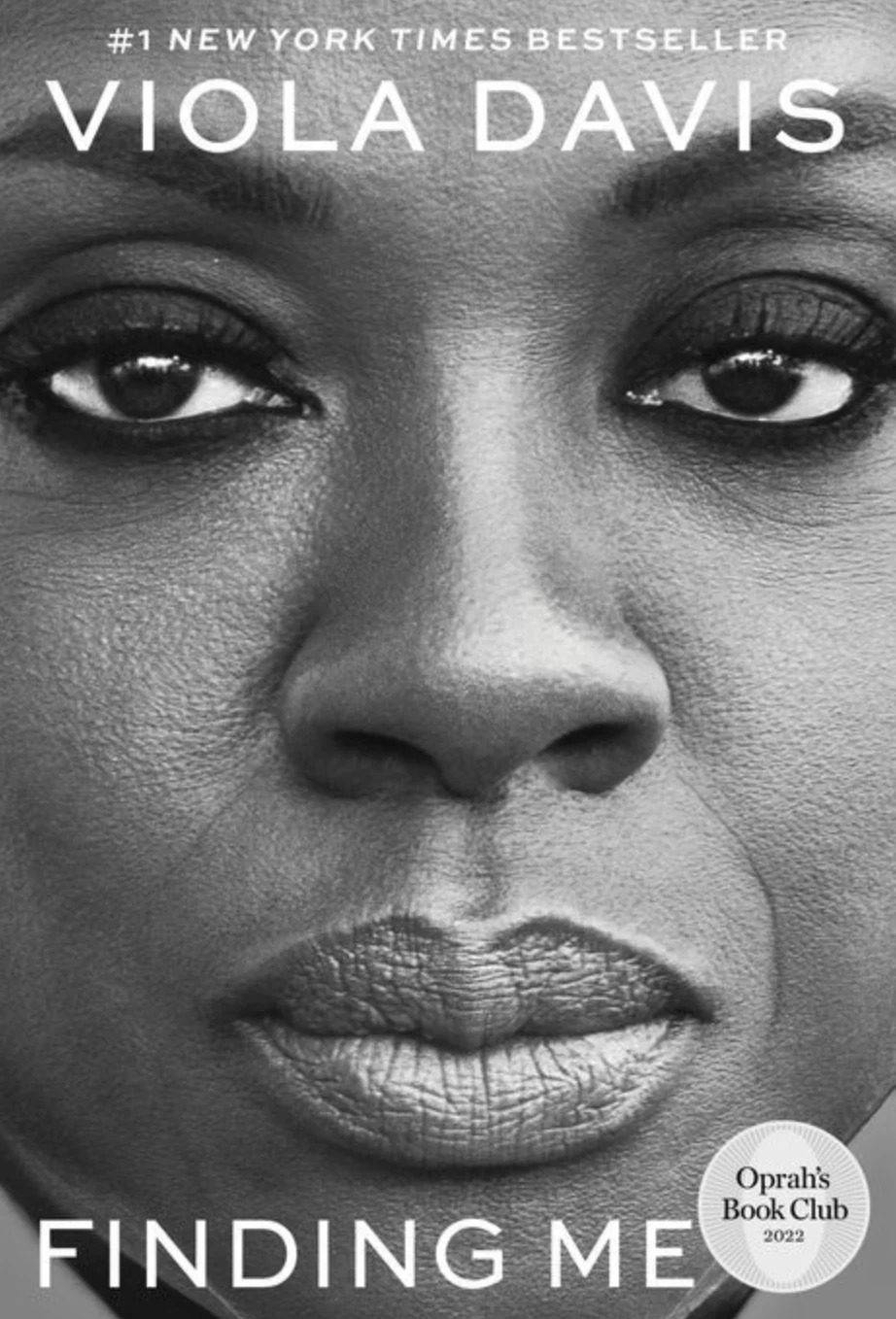 Cover of the book "Finding Me" by Viola Davis, labeled as a #1 New York Times bestseller and part of Oprah's Book Club 2022