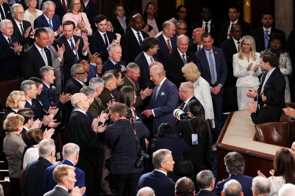 Charles was given 12 standing ovations during his speech to congress on Tuesday . REUTERS