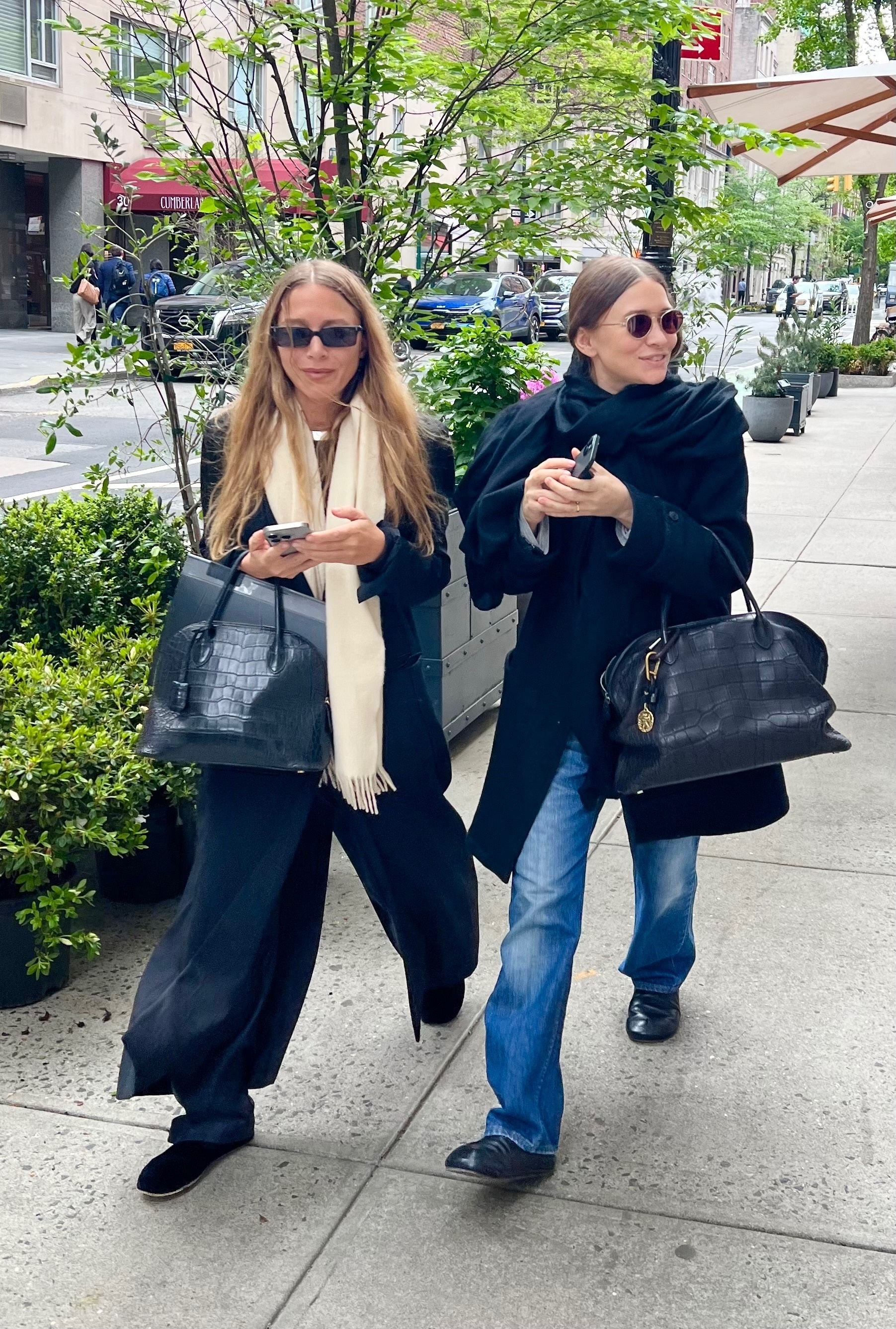 Mary-Kate and Ashley Olsen were spotted in New York City wearing matching The Row bags