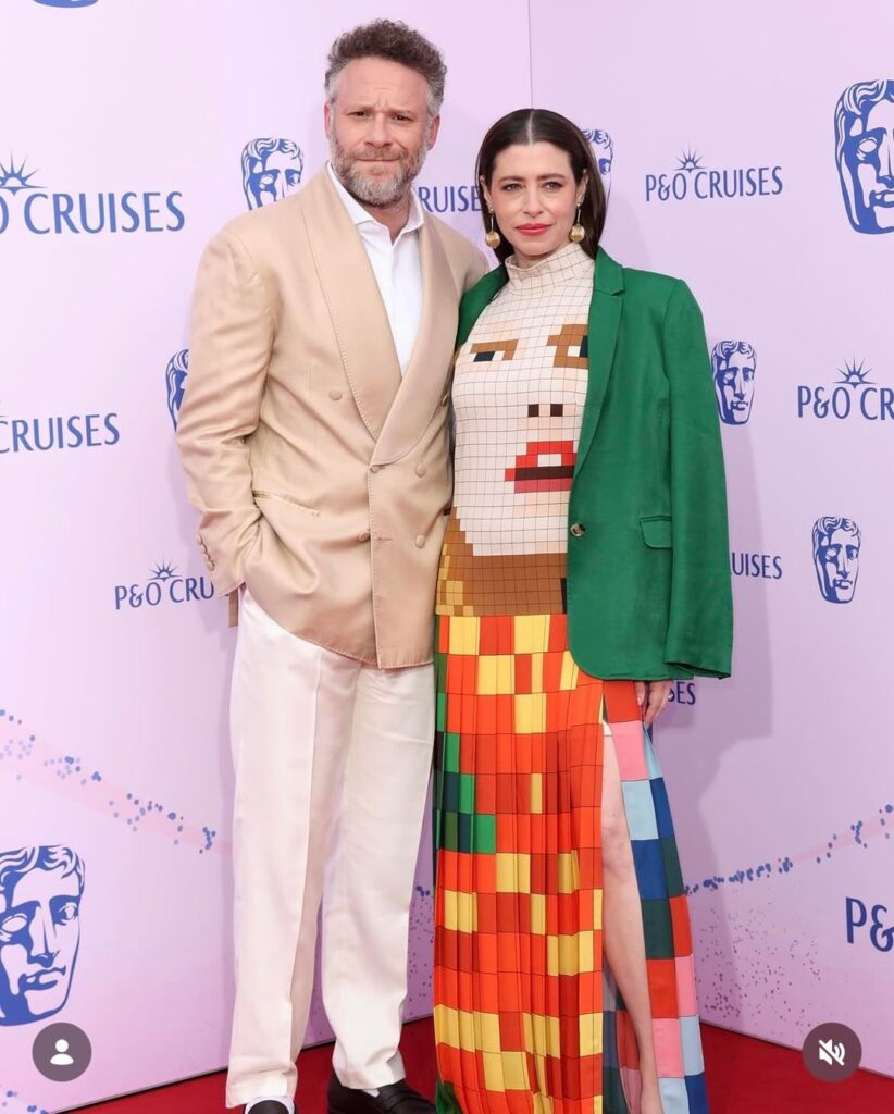 Seth Rogen and Lauren Miller Rogen on the BAFTA TV Awards red carpet (May 10, 2026)