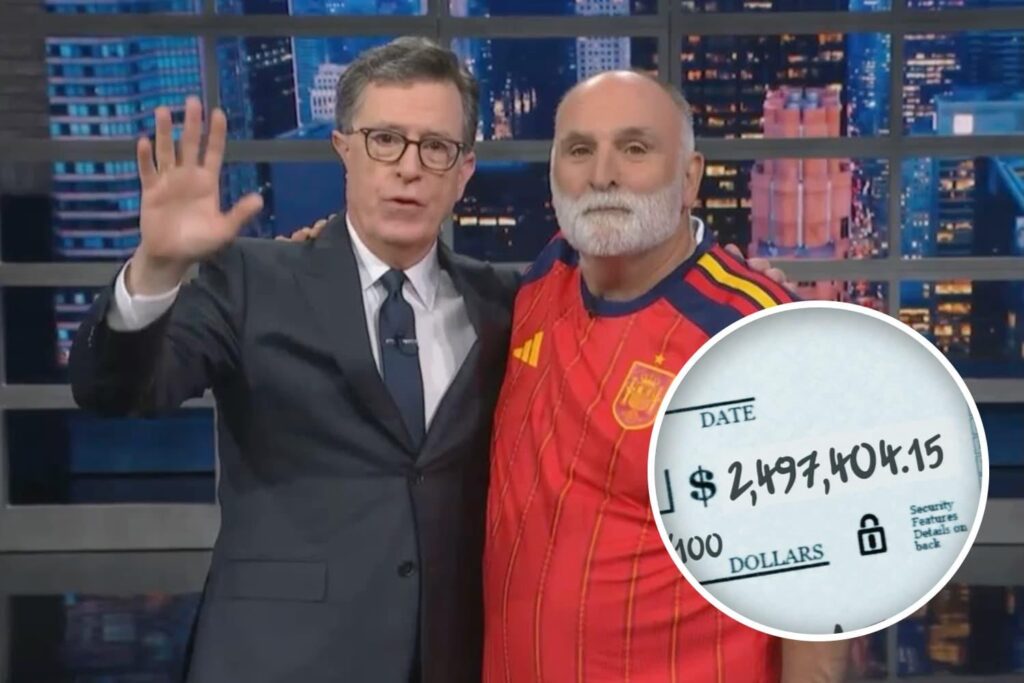 Colbert Presents $2.5M Check to José Andrés's World Central Kitchen