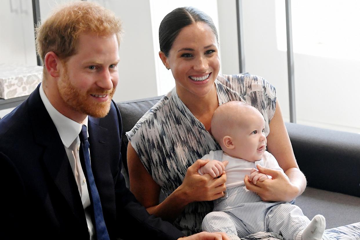 Toby Melville, Pool via Getty Images, FILE - PHOTO: In this Sept. 25, 2019, file photo, Prince Harry, Duke of Sussex, Meghan, Duchess of Sussex and their baby son Archie Mountbatten-Windsor meet Archbishop Desmond Tutu in Cape Town, South Africa.