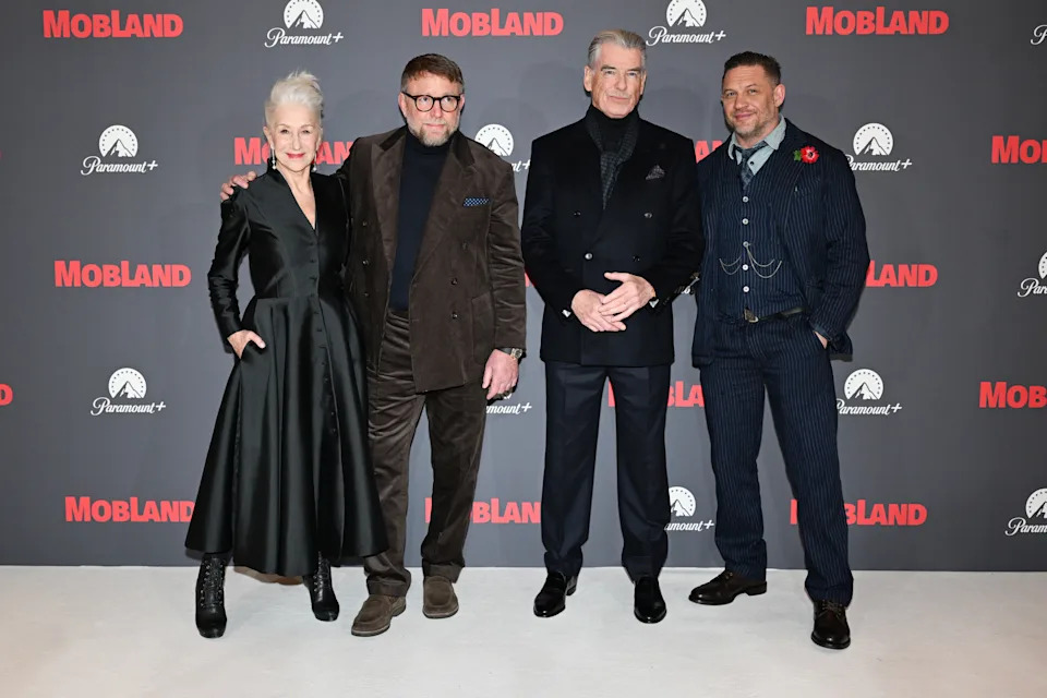 There has been no word on the show’s Season 3 renewal yet. (Mirren, Guy Ritchie, Brosnan and Hardy pictured here together in 2025). Getty Images for Paramount Plus