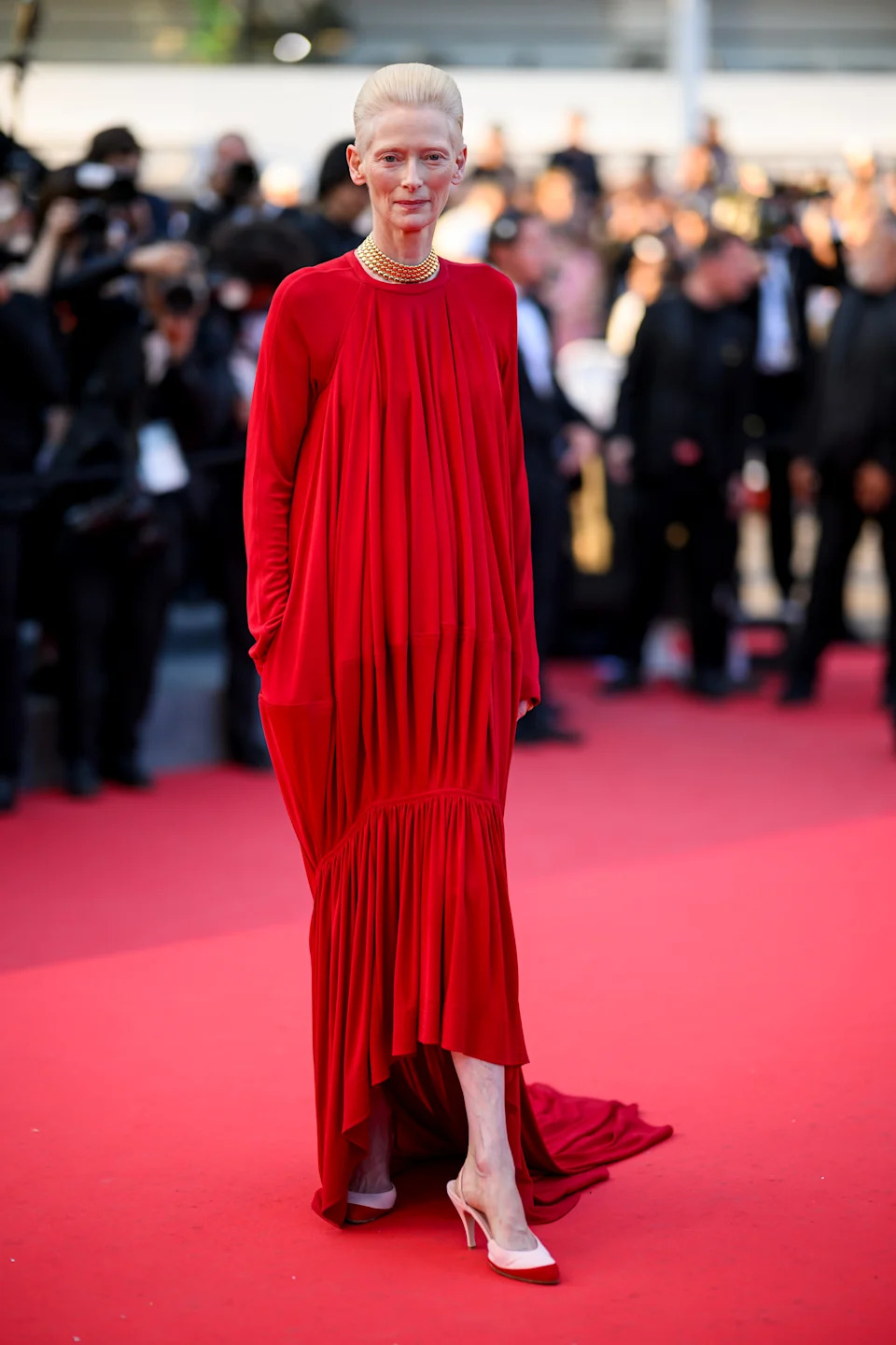 CANNES, FRANCE - MAY 23: Tilda Swinton attends the closing ceremony of the 79th annual Cannes Film Festival at Palais des Festivals on May 23, 2026 in Cannes, France. (Photo by Lionel Hahn/Getty Images)