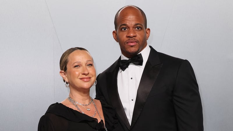 Jennifer Meyer and Geoffrey Ogunlesi are expecting their first child together. Pictured at the Vanity Fair Oscars party after the 98th Academy Awards on March 15, 2026.