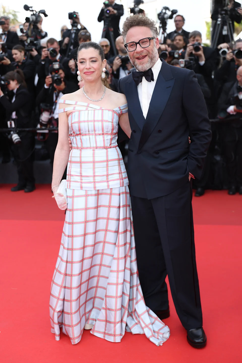 CANNES, FRANCE - MAY 14: Lauren Miller Rogen and Seth Rogen attend the "Fatherland" screening during the 79th annual Cannes Film Festival at Palais des Festivals on May 14, 2026 in Cannes, France. (Photo by Stephane Cardinale - Corbis/Corbis via Getty Images)