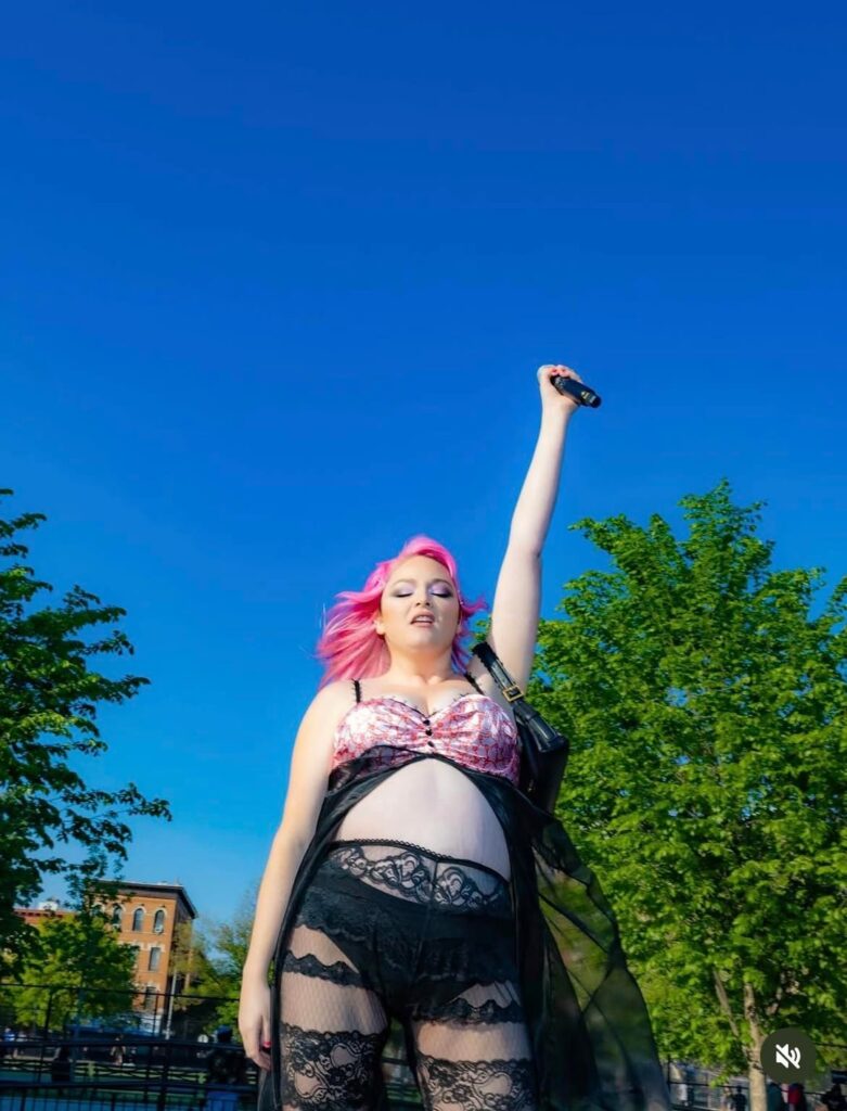 Megan Stalter in custom Betsey Johnson (May 1, 2026)