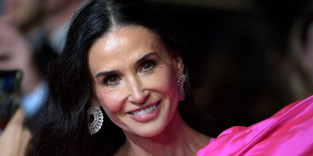 Demi Moore Wears an Over-the-Top Hot-Pink Gown to Cannes Film Festival