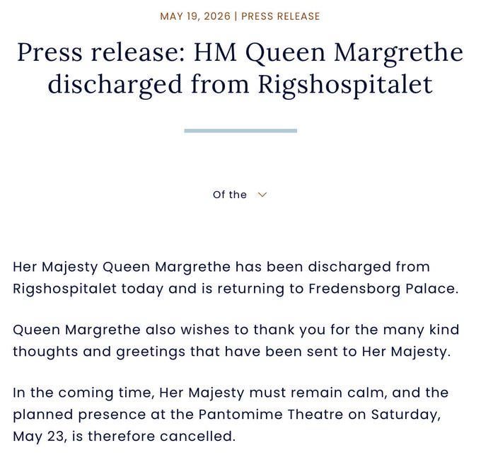 Queen Margrethe discharged from hospital
