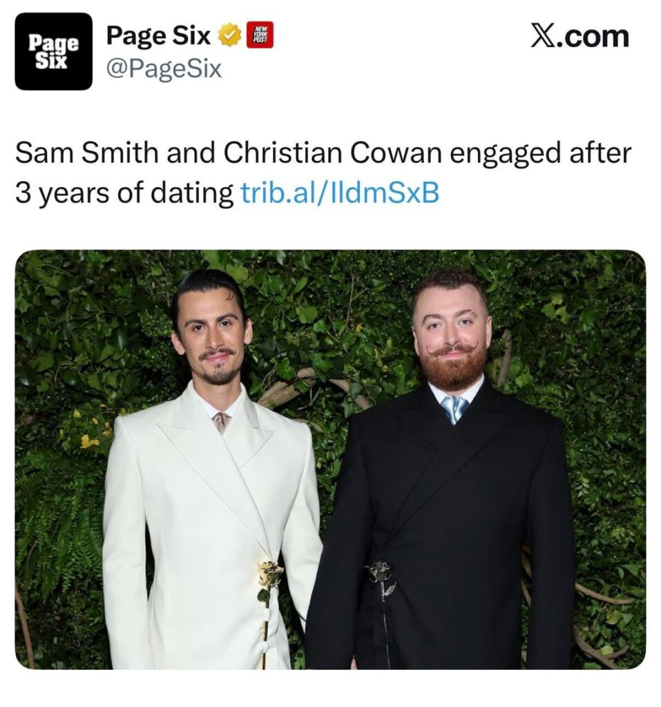 Sam Smith & Christian Cowan are engaged after three years of dating!