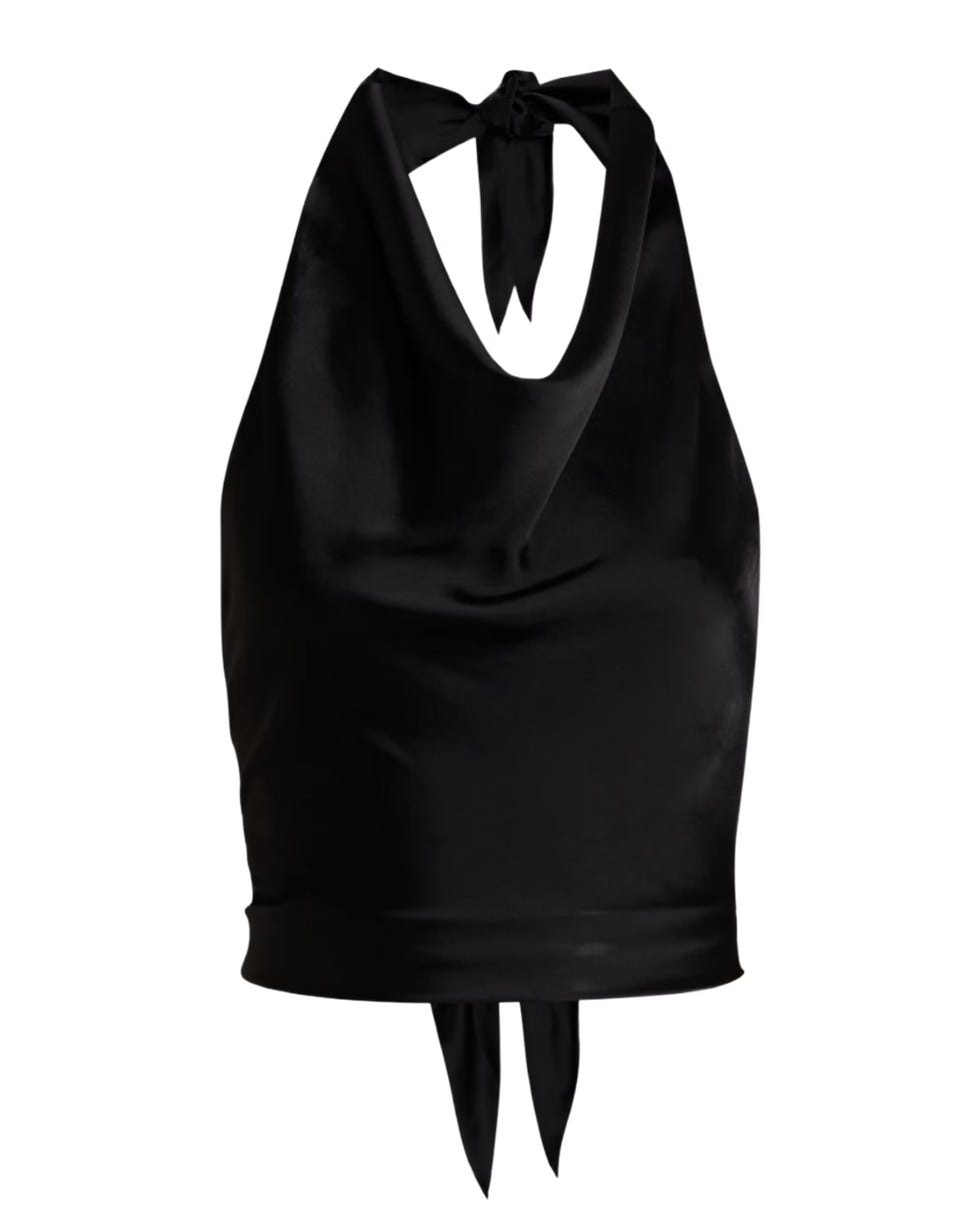 <p>Draped Satin Halter Top</p>