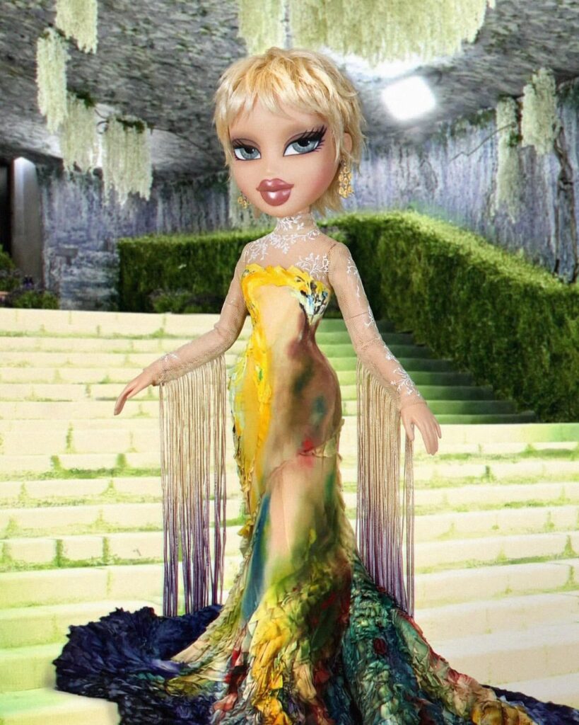 Bratz created Met Gala looks in Bratz style of Emma Chamberlain, Heidi Klum, Hudson Williams, and Luke Evans