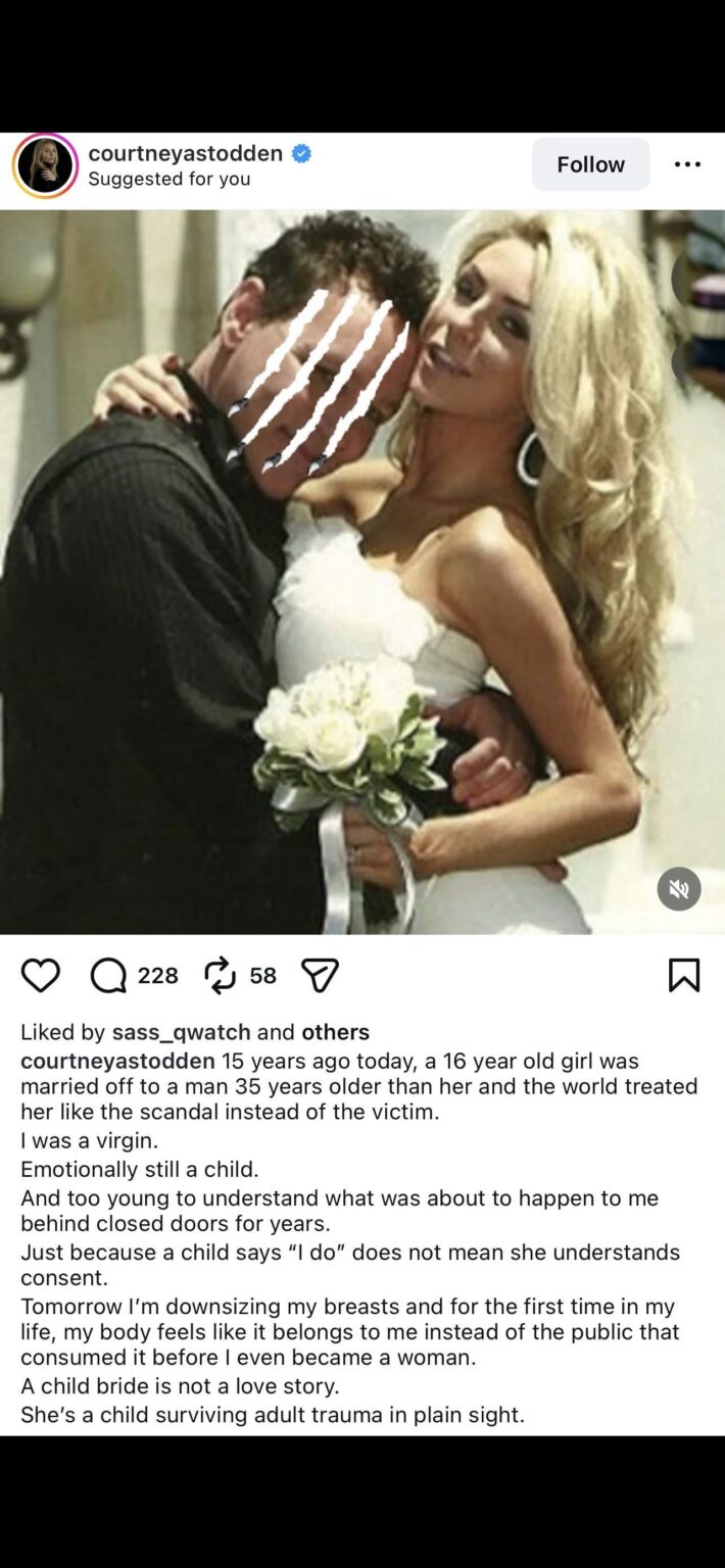 Courtney Stodden: “15 years ago today, a 16 year old girl was married off to a man 35 years older than her and the world treated her like the scandal instead of the victim.”