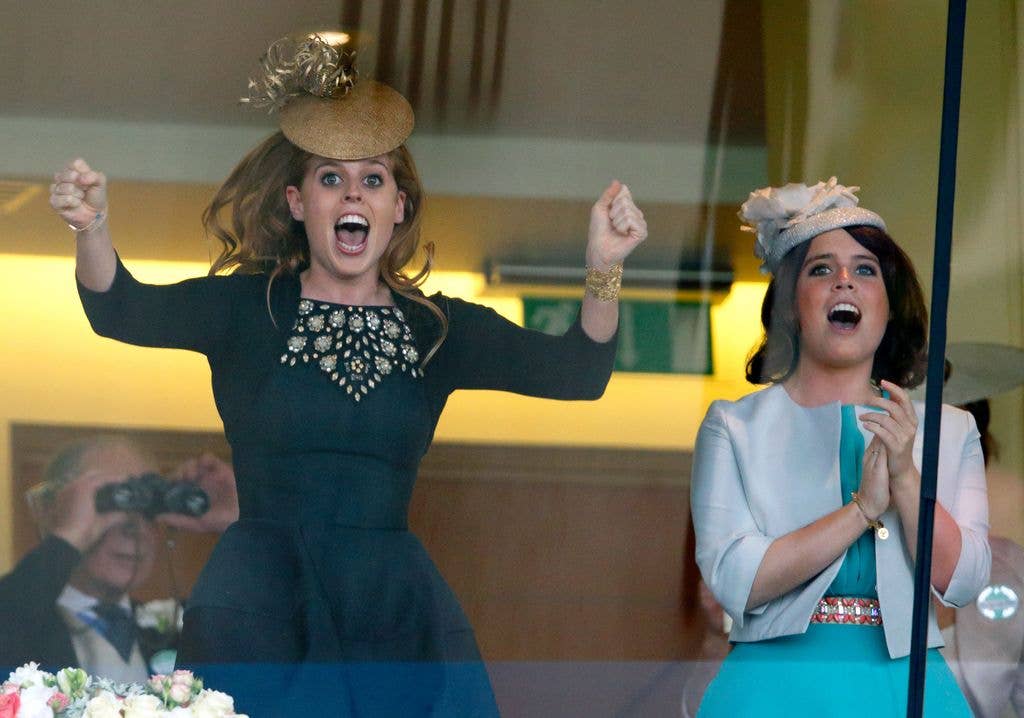 Beatrice and Eugenie celebrating at Ascot