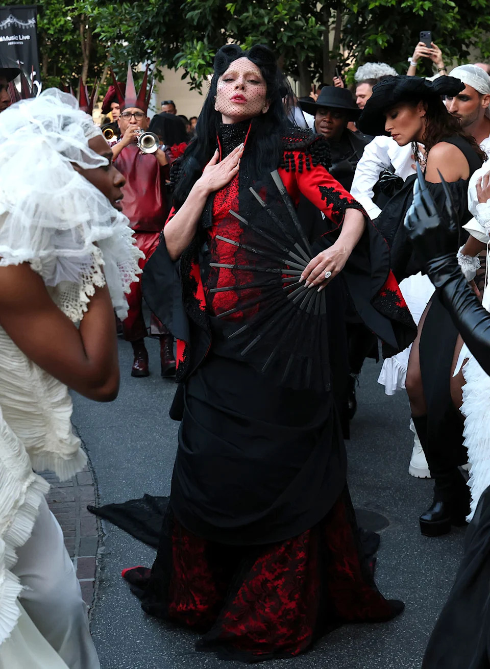 LOS ANGELES, CALIFORNIA - MAY 14: Lady Gaga attends as she celebrates The World Premiere of 'Apple Music Live: Lady Gaga MAYHEM Requiem' with Apple Music and a Theatrical Procession at The Grove on May 14, 2026 in Los Angeles, California. (Photo by Kevin Mazur/Kevin Mazur/Getty Images for Apple Music)