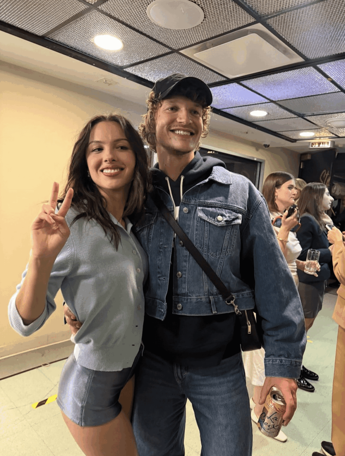 BTS picture of Olivia Rodrigo and Connor Storrie from Saturday Night Live last weekend