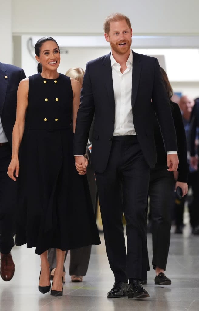 Prince Harry and Meghan Markle embarked on their own fake-royal tour of Australia earlier this month. They visited the Royal Children’s Hospital in Melbourne — seen here — and also held commercial meetings. AP