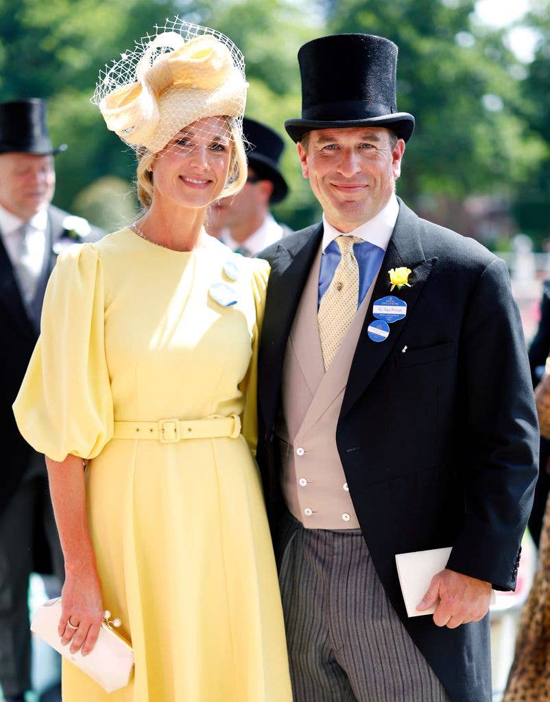 Harriet Sperling and Peter Phillips attend day three 'Ladies Day' of Royal Ascot at Ascot Racecourse on June 19, 2025 in Ascot