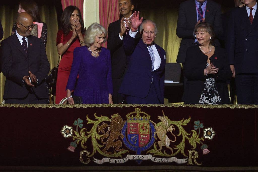 Queen Camilla removed her cape to take her seat inside the Royal Albert Hall 