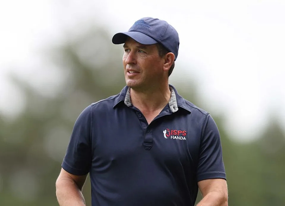 SUNNINGDALE, ENGLAND – JULY 22: Peter Phillips, son of Princess Anne, during the Pro Am prior to the ISPS HANDA Senior Open 2025 at Sunningdale Golf Club on July 22, 2025 in Sunningdale, England. (Photo by Crystal Pix/MB Media/Getty Images)