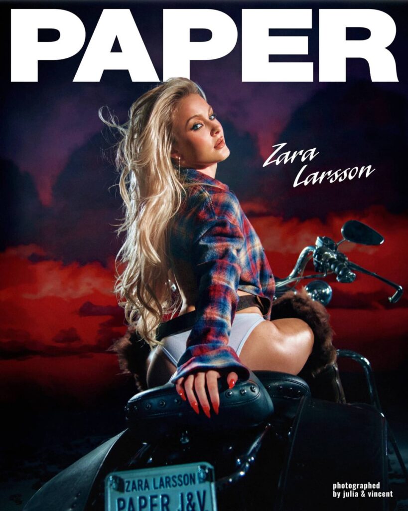 Zara Larsson covers the issue of Paper Magazine. Photographed by Julia & Vincent and styled by Jared Ellner - May 2026