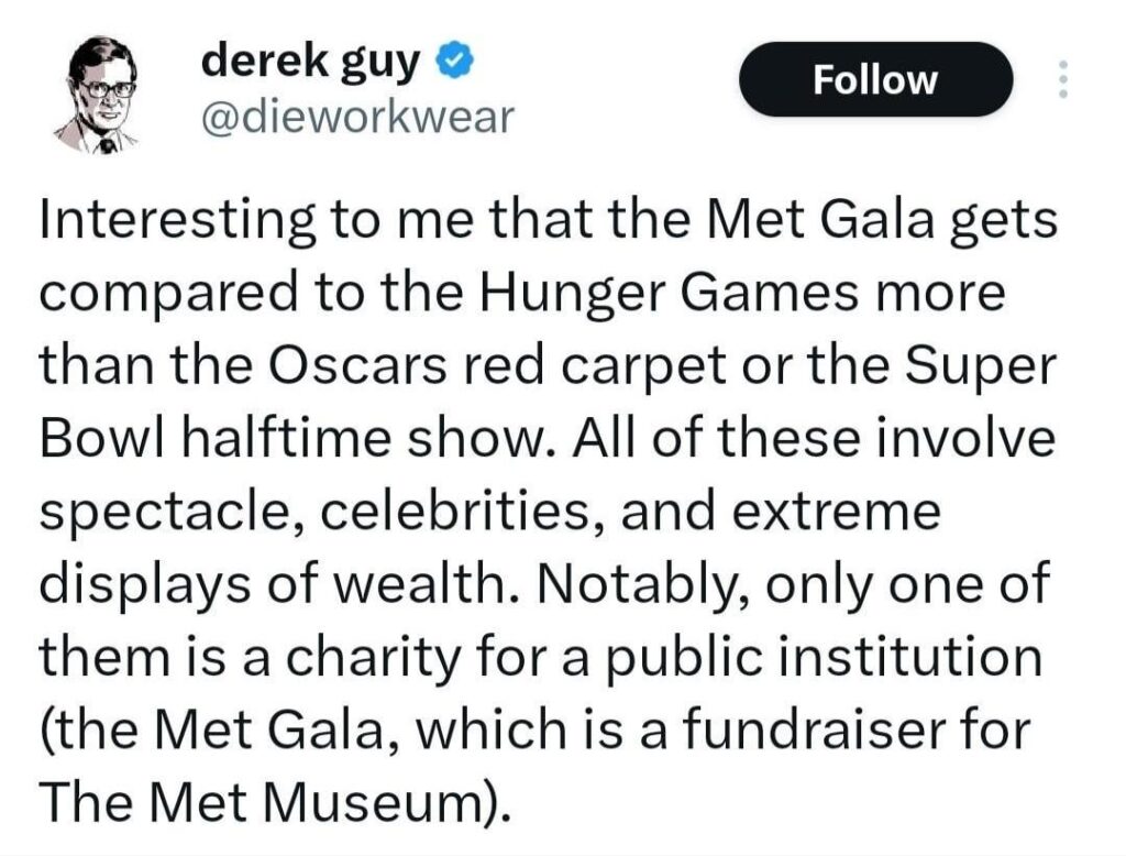Derek Guy on the Met Gala criticism