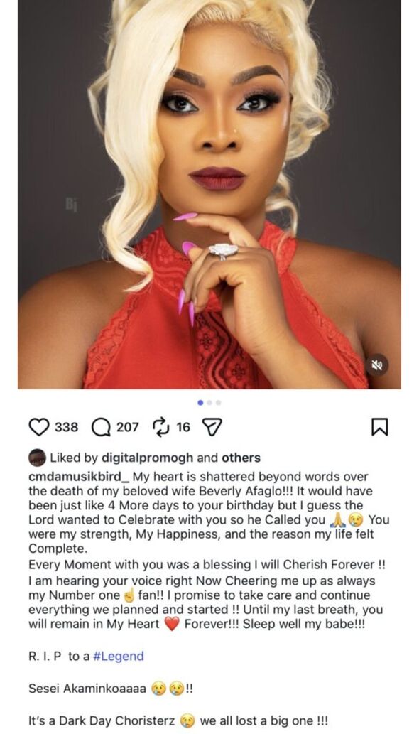 Eugene's Instagram tribute to Beverly