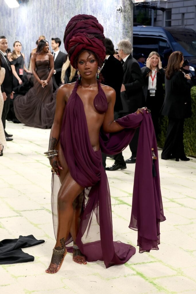 Doechii in custom Marc Jacobs with headwrap at the 2026 Met Gala red carpet

