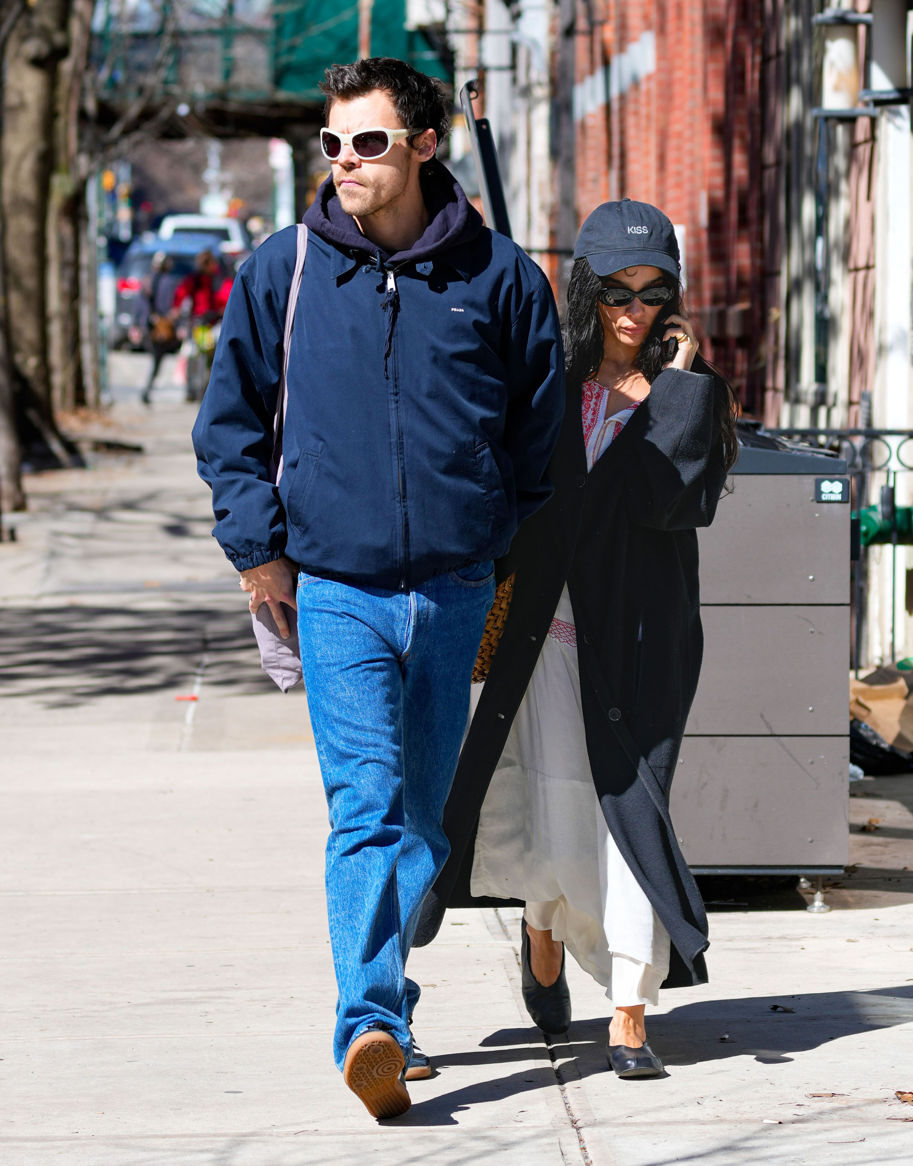 Harry Styles and Zo&euml; Kravitz walking in Brooklyn