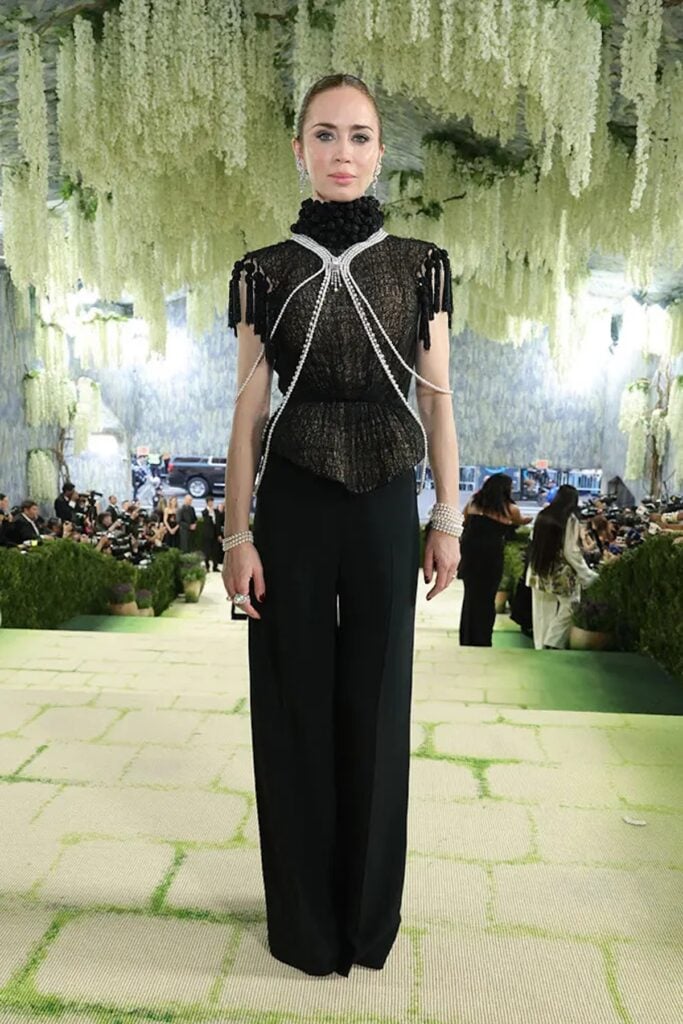 Emily Blunt in custom Ashi Studio with Mikimoto pearls at the 2026 Met Gala
