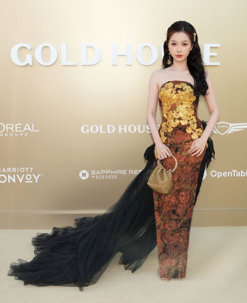 Esther Yu wearing Laurence Xu Spring 2014 Couture at the 2026 Gold Gala in Los Angeles
