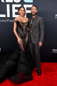 Chrissy Teigen, John Legend at the 67th GRAMMY Awards held at the Crypto.com Arena on February 2, 2025 in Los Angeles, California.