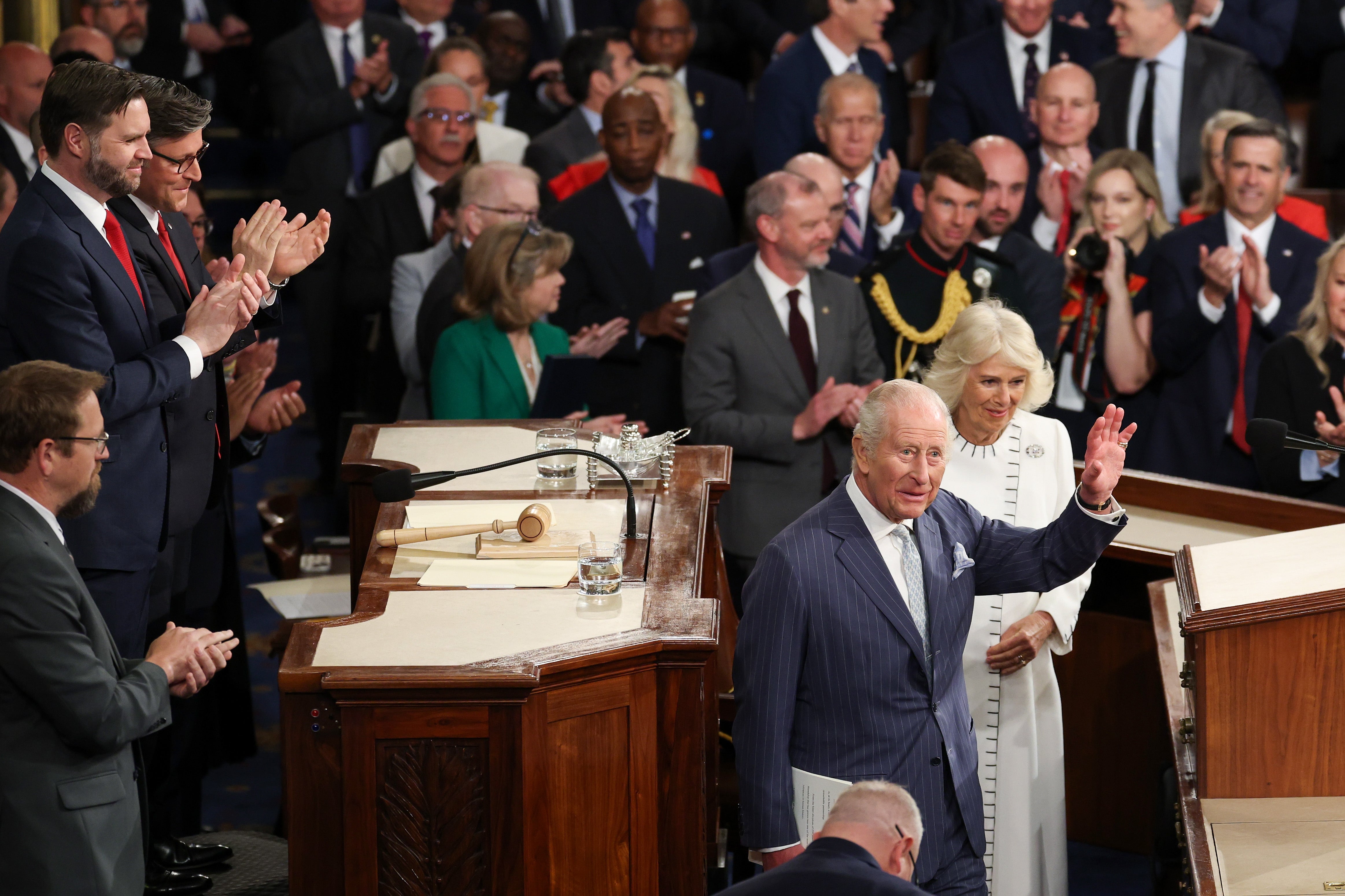 The King received 12 standing ovations during his speech