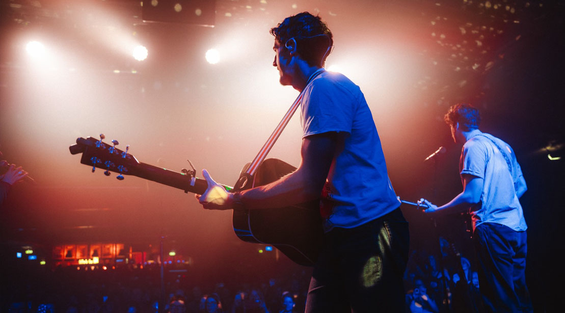 Indy musician Michael Marcagi performing for fans