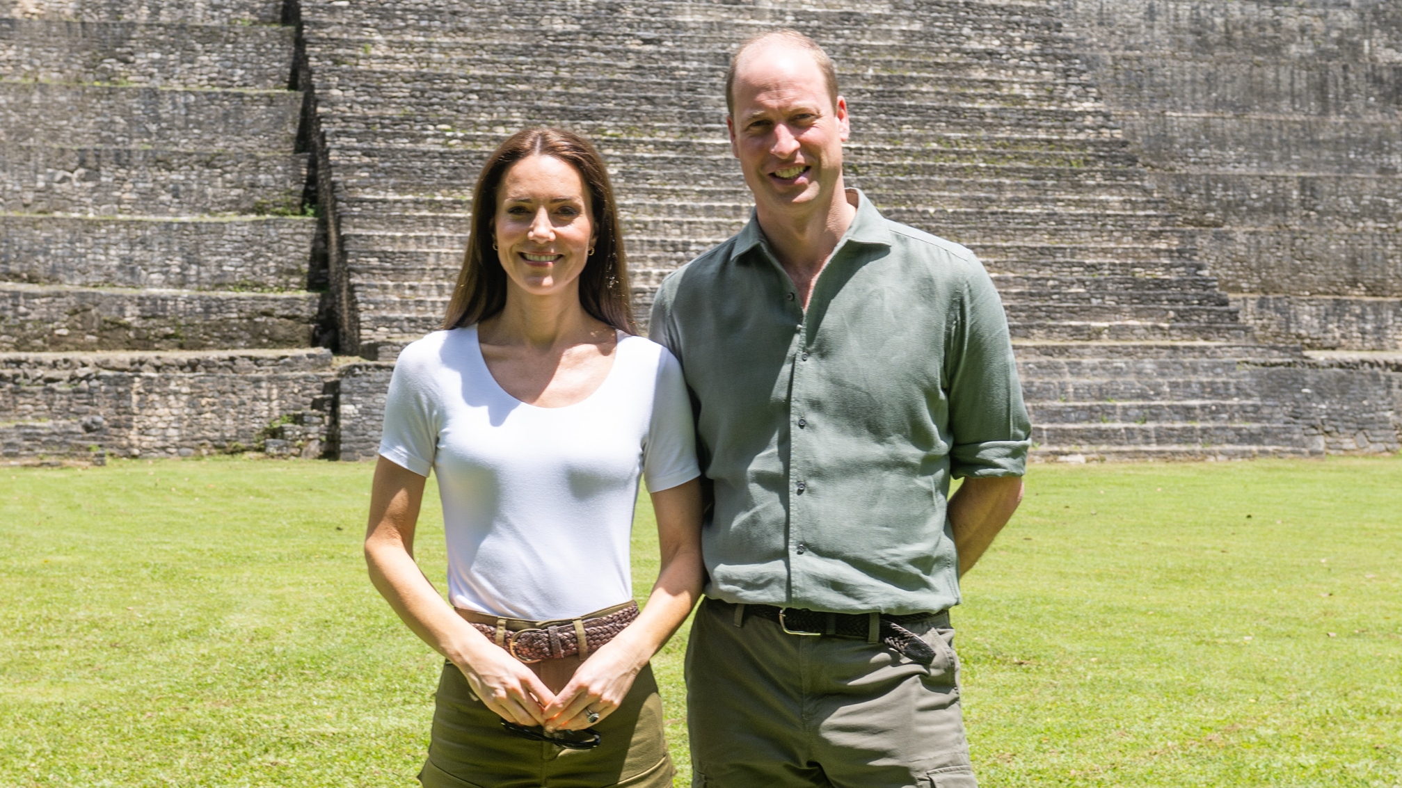 Prince William and Catherine, Princess of Wales visit Caracol, an ancient Mayan archaeological site deep in the jungle of the Chiquibul forest on March 21, 2022