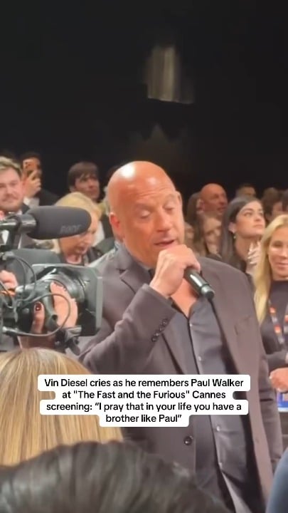 Vin Diesel cries as he remembers Paul Walker at The Fast and the Furious Cannes screening: I pray that in your life you have a brother like Paul. It wasn’t on the script at first that this blond-haired, blue-eyed guy would be a brother to me
