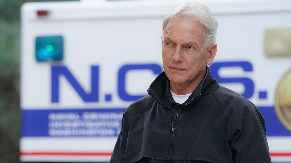 Mark Harmon standing on the set of NCIS