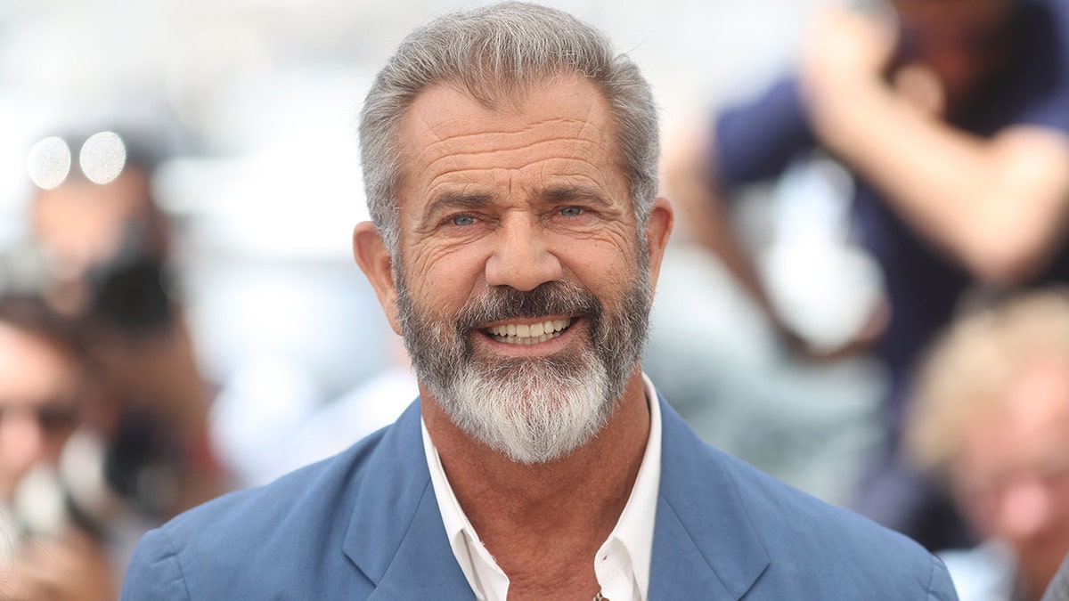 Mel Gibson standing at the Blood Father photocall at Cannes Film Festival