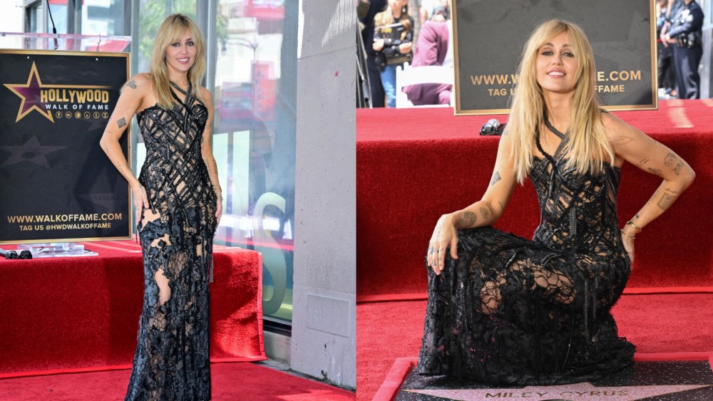 Miley Cyrus at her Hollywood Walk of Fame Star ceremony.