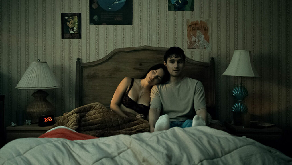 Inde Navarrette stars as Nikki and Michael Johnston as Bear in Obsession, a Focus Features release.