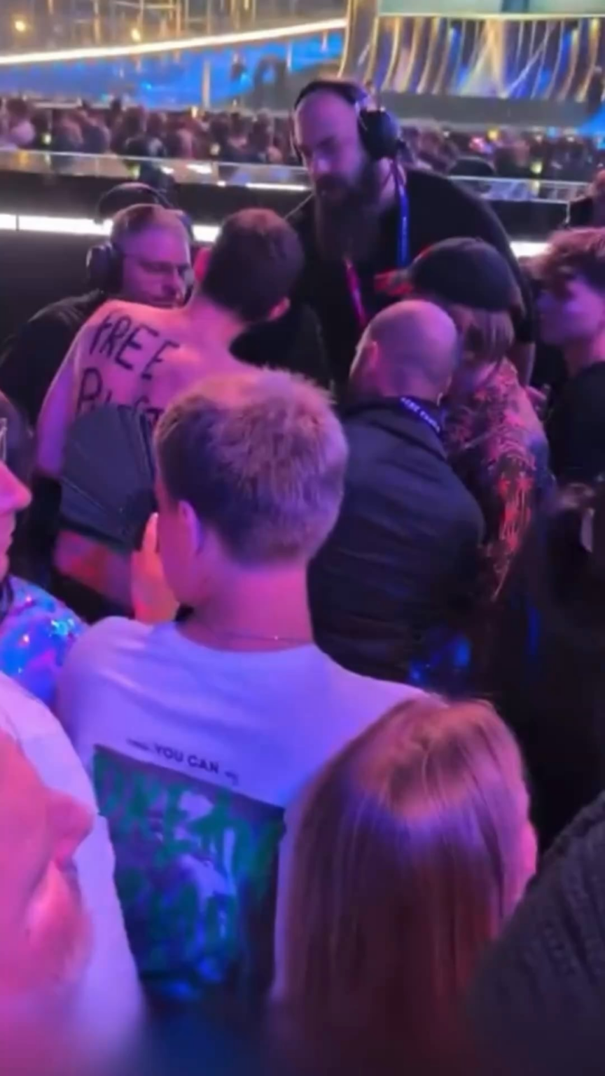 Protesters against Israel being removed from the audience of Eurovision