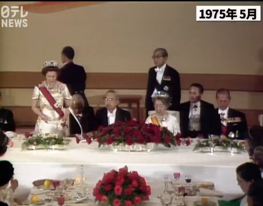 51 years ago. Queen Elizabeth II deliveed a speech during a State Banquet to Emperor Hirohito and Empress Nagako of Japan at the Imperial Palace in Tokyo, wearing the Burmese Ruby tiara