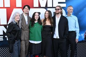 Maggie Baird, Nat Wolff, Billie Eilish, Claudia Sulewski, Finneas and Patrick O'Connell at the "Billie Eilish - Hit Me Hard And Soft: The Tour (Live in 3D)" Los Angeles Premiere held at Village Theatre on May 06, 2026 in Los Angeles, California.