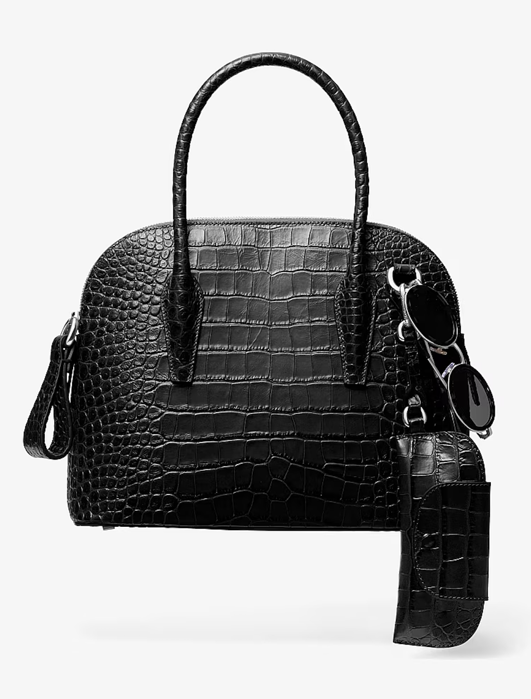 Michael Kors, Kaitlin Medium Crocodile Embossed Leather Dome Satchel