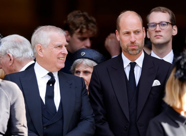 LONDON, UNITED KINGDOM - SEPTEMBER 16: (EMBARGOED FOR PUBLICATION IN UK NEWSPAPERS UNTIL 24 HOURS AFTER CREATE DATE AND TIME) Prince Andrew, Duke of York and Prince William, Prince of Wales attend Katharine, Duchess of Kent's Requiem Mass service at Westminster Cathedral on September 16, 2025 in London, England. Katharine, Duchess of Kent was married to Prince Edward, Duke of Kent, a first cousin of Queen Elizabeth II. She died on September 4 at the age of 92 at Kensington Palace surrounded by her family. Having converted to Catholicism in 1994, her funeral takes place at Westminster Cathedral and is the first Catholic funeral to be held for a member of the royal family in modern British history. Her Royal Highness will be laid to rest at the Royal Burial Ground at Frogmore, Windsor. (Photo by Max Mumby/Indigo/Getty Images)