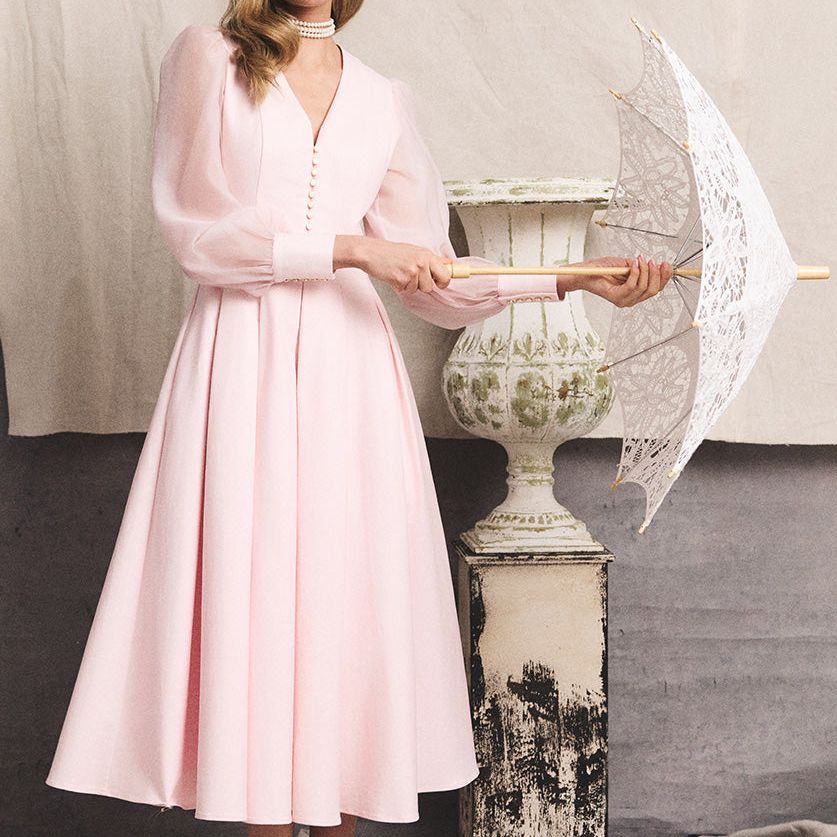 Lucie Dress (blush Polka Dot)